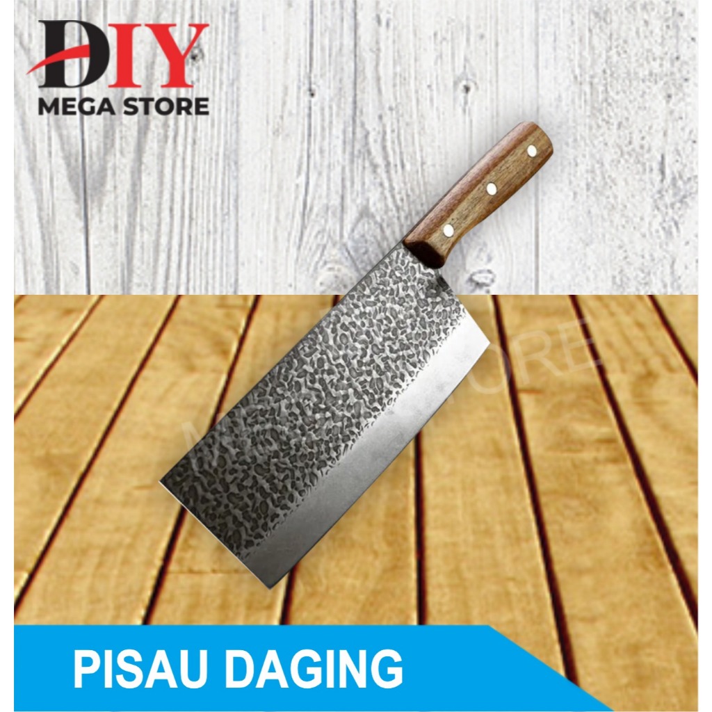 Pisau Daging Golok Besar Piso 7" Pisau Dapur Chef Meat Knife Cleaver / Pisau Golok Besar Piso Stenli