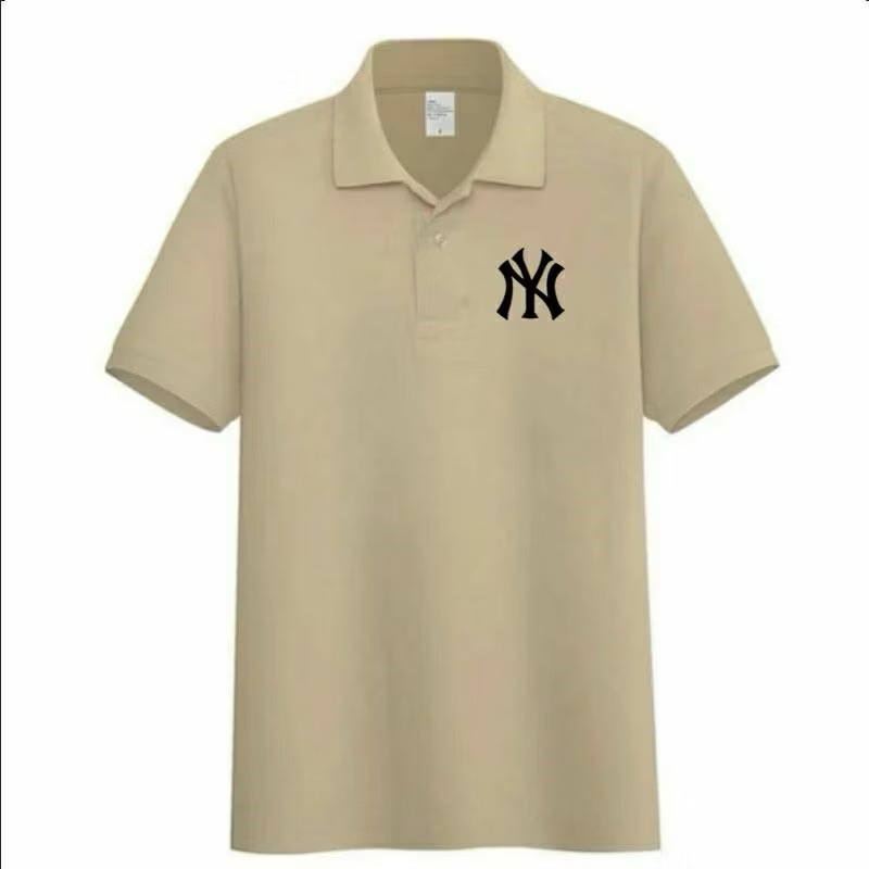 Kaos NY Lengan Pendek Logo Bordir Kaos Kerah Kaos Pria & Wanita