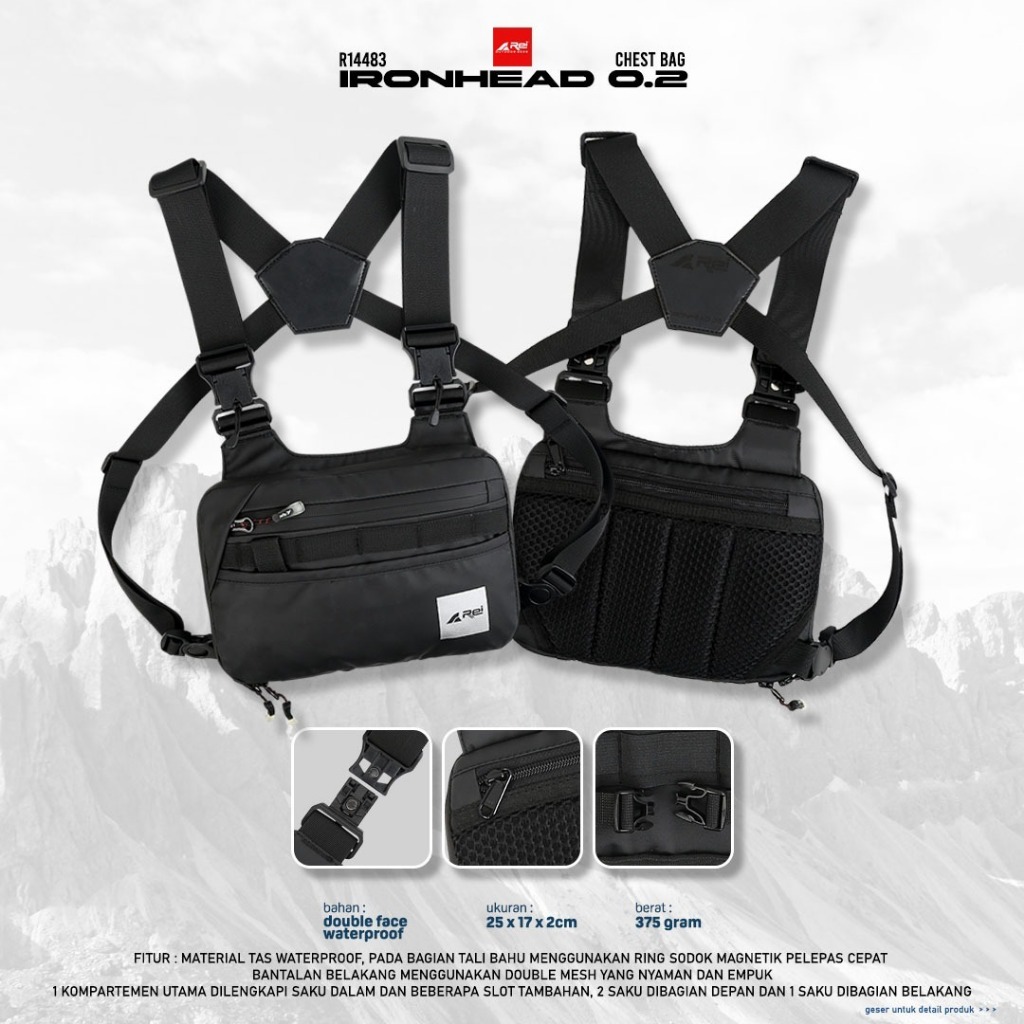 Chest Bag atau Tas Dada Pria Ironhead 0.2 Arei Outdoorgear