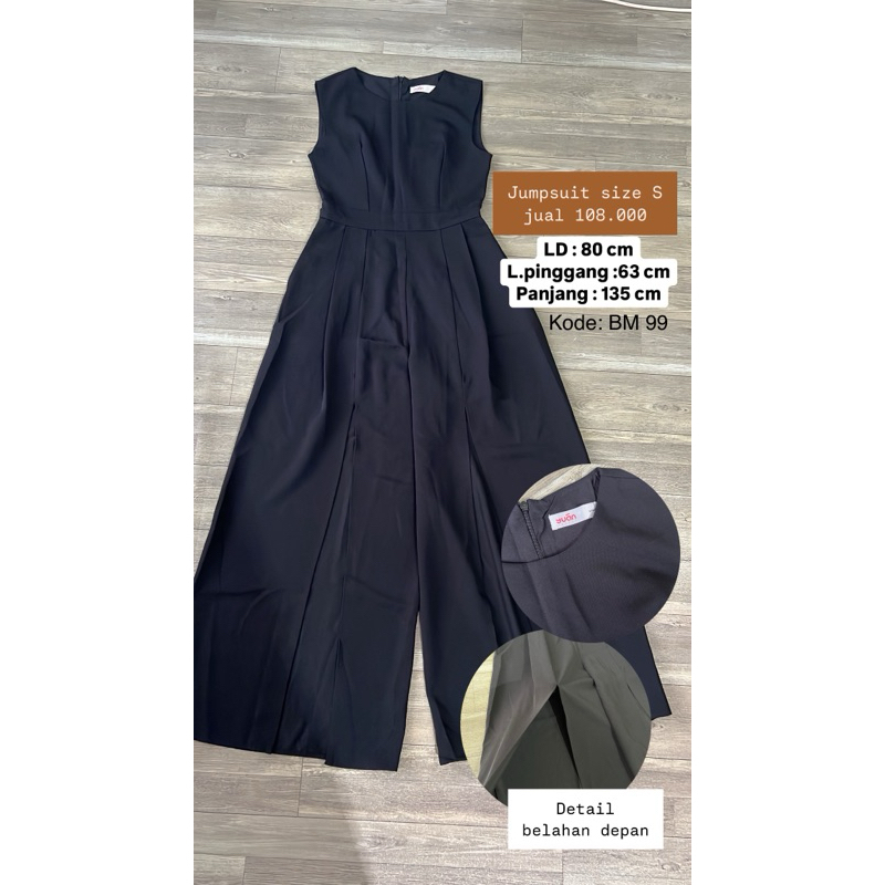 Preloved jumpsuit hitam panjang Detail belahan size S