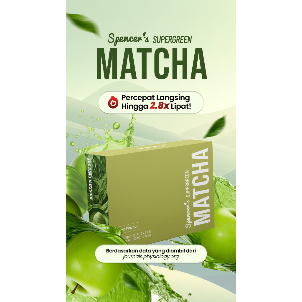 

Spencer's Supergreen Matcha Rasa Apple - Minuman Sehat Metabolisme Alami Apel herbal Teh Hijau Spencers Spencer