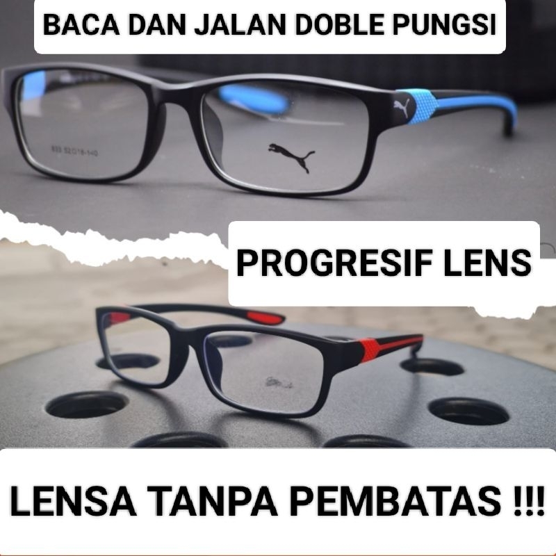 KACAMATA PLUS PRIA SPORT PUMA PROGRESIF ANTIRADIASI BACA DAN JALAN