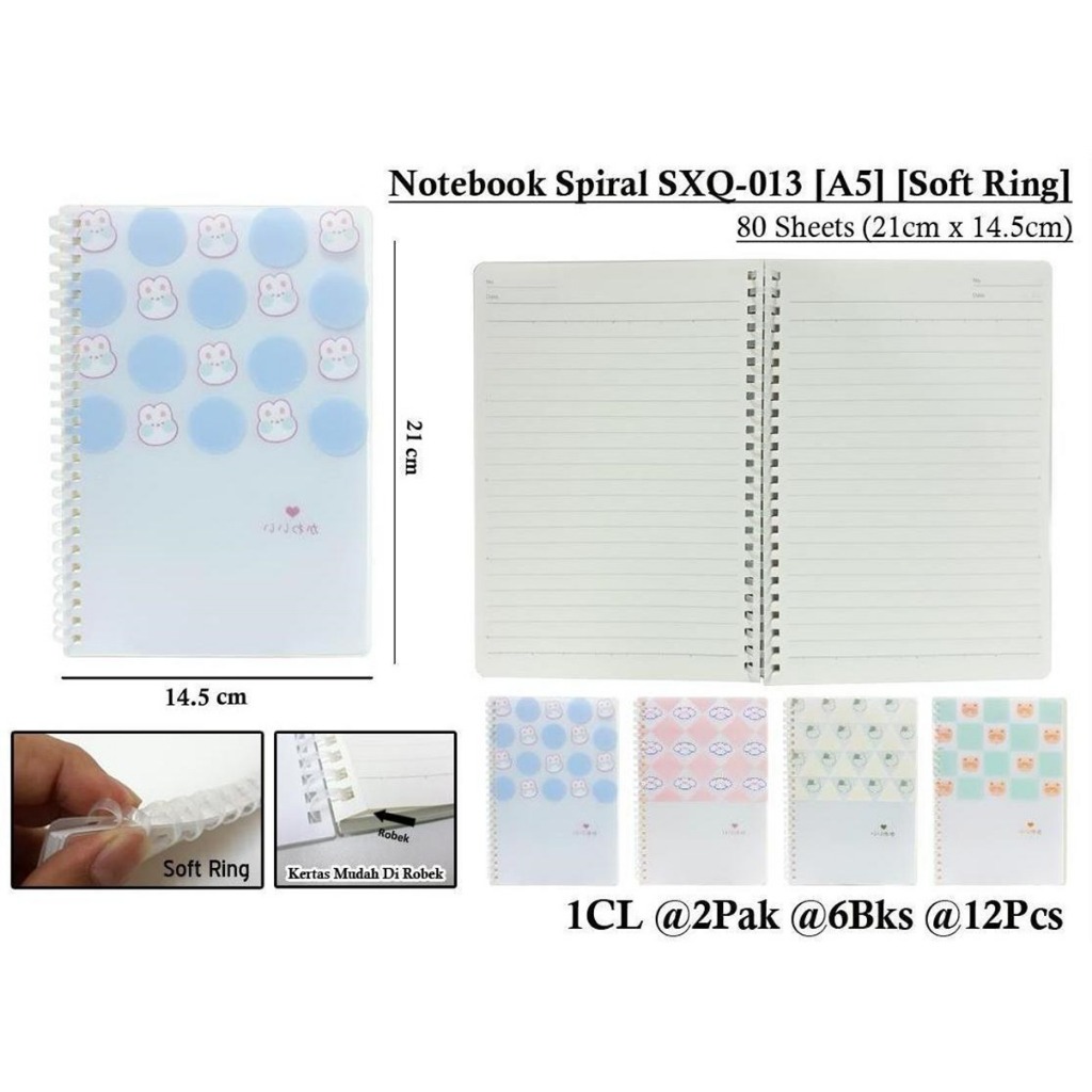 

WENGU NOTEBOOK SPIRAL SOFT RING ANIMAL - BUKU SPIRAL 80 LEMBAR Sxq-013-A5