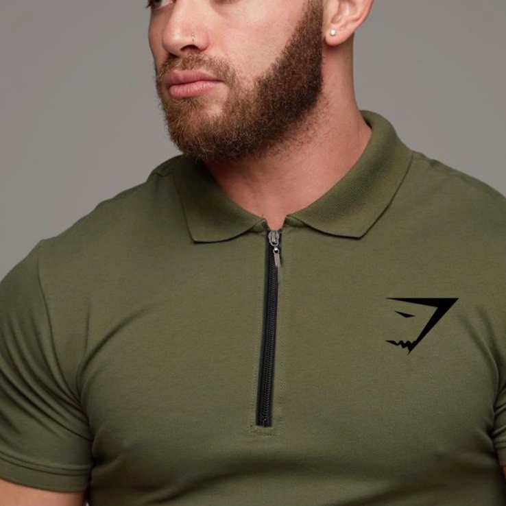 Terbaru Kaos Kerah Sport Ketat Pria Tshirt Zipper Slimfit Olahraga Polos Pria Dewasa Lengan Pendek D