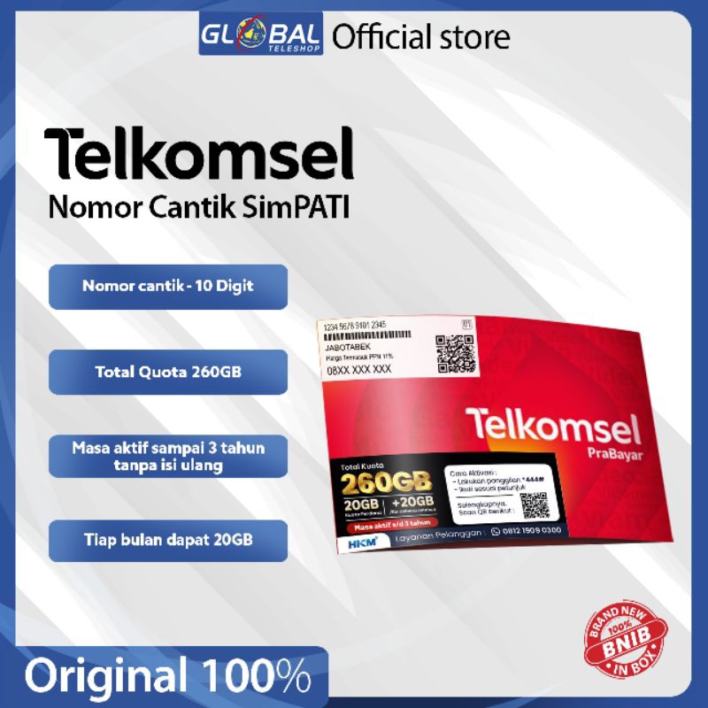 Kartu Perdana Telkomsel Prabayar Nomor Cantik  10 Digit