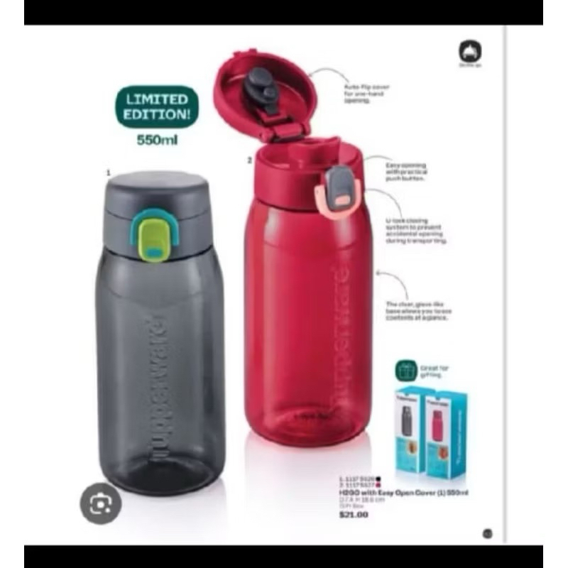 H2go 550ml Tupperware Ecer 1pcs