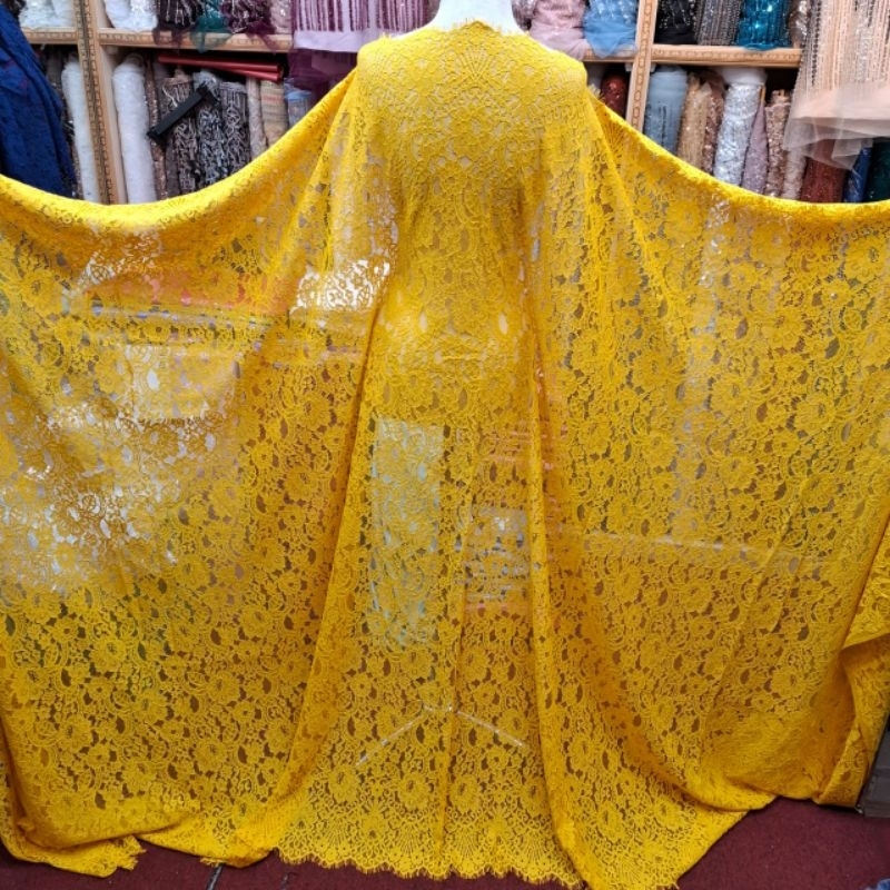 Bahan kain Brukat Prancis Nagita panel original (3 meter)/kain brokat Prancis panelan gamis,kebaya d