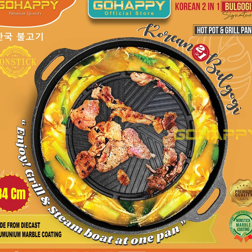 Super Feedback  Halomurah 2 in 1 Panci Shabu shabu bulgogi grill pan GHK39 KOREAN Mookata Pemanggang