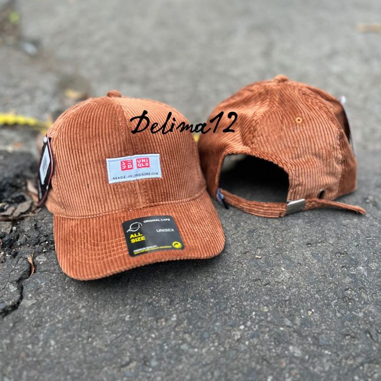 Topi Pria Corduroy baseball pria/wanita Uniqlo premium