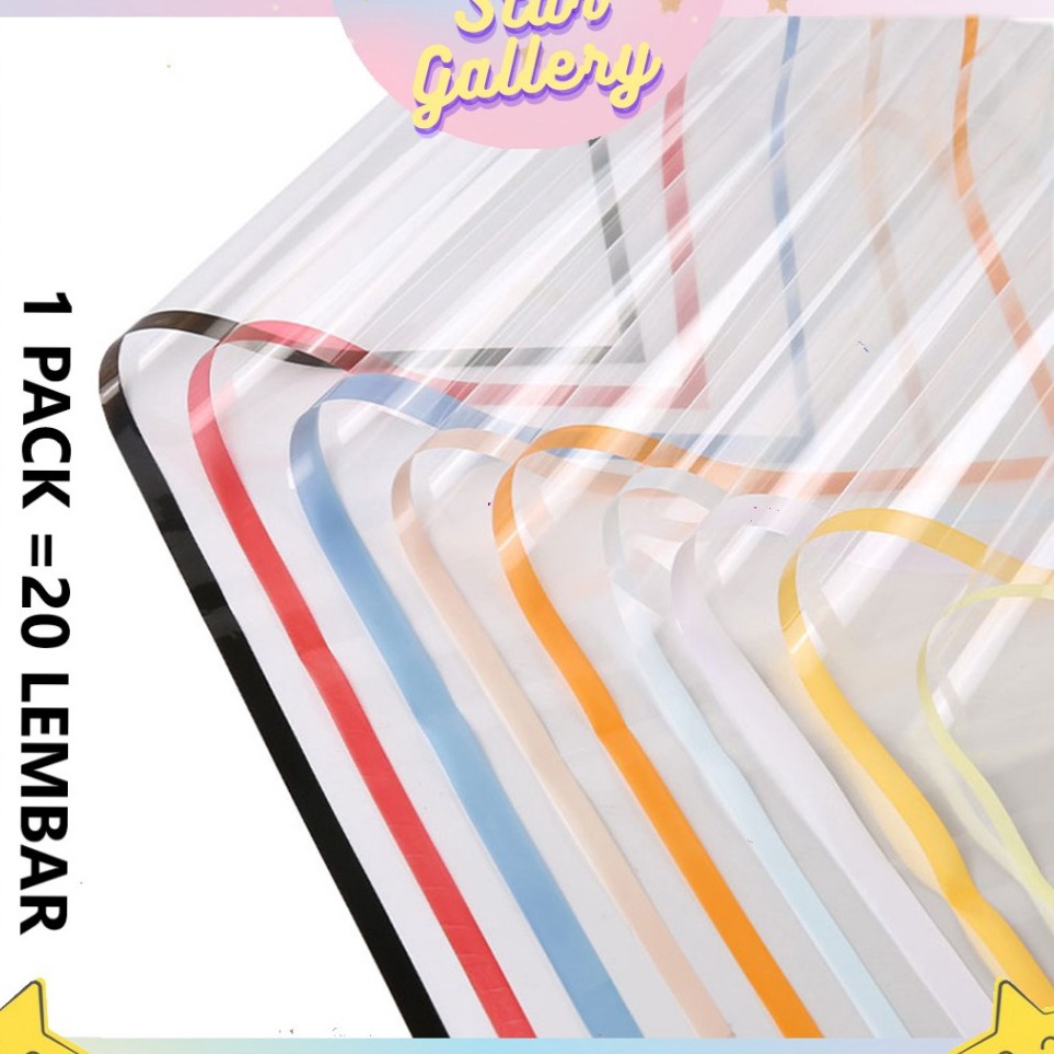 

Get Surprise 1 PACK ISI 2 PCS Kertas Bunga Buket Transparan OPP List Warna Flower Wrapping Transparan Paper KB67