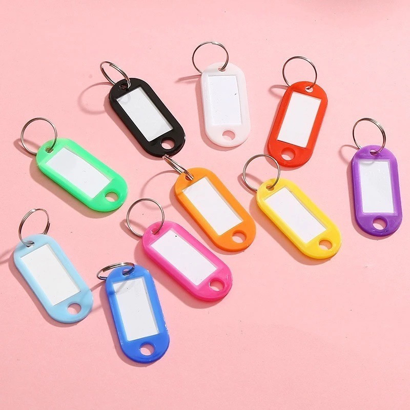 GANCI Name Tag Gantungan Kunci Warna-Warni Label Nama Plastik Ganci Keychan Ring Name tag Ganci Colo