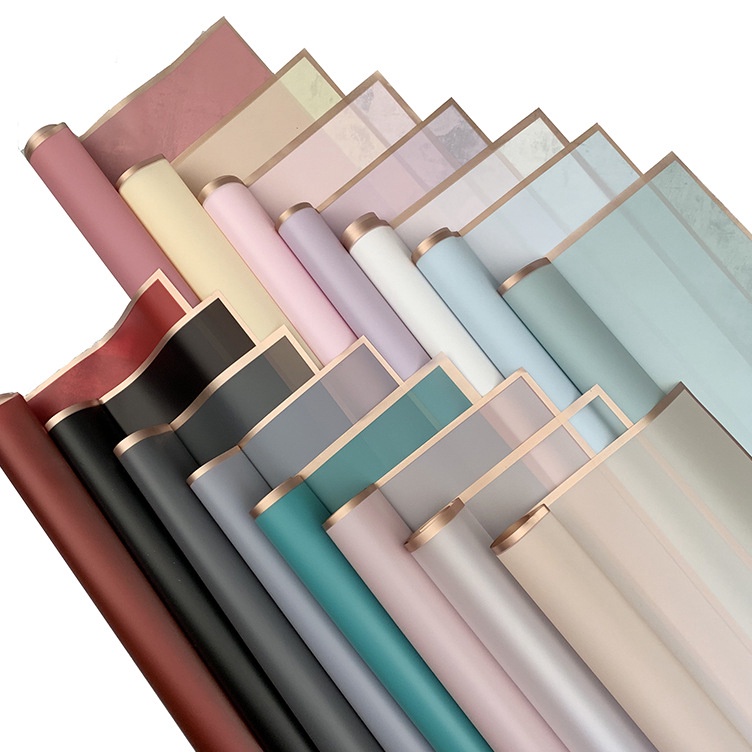 

Super Harga 1 LEMBAR Kertas Buket Bunga Cellophane List Gold Line Emas Flower Wrapping Cellophane Paper Florist Grosir Varian List Gold Emas Kertas