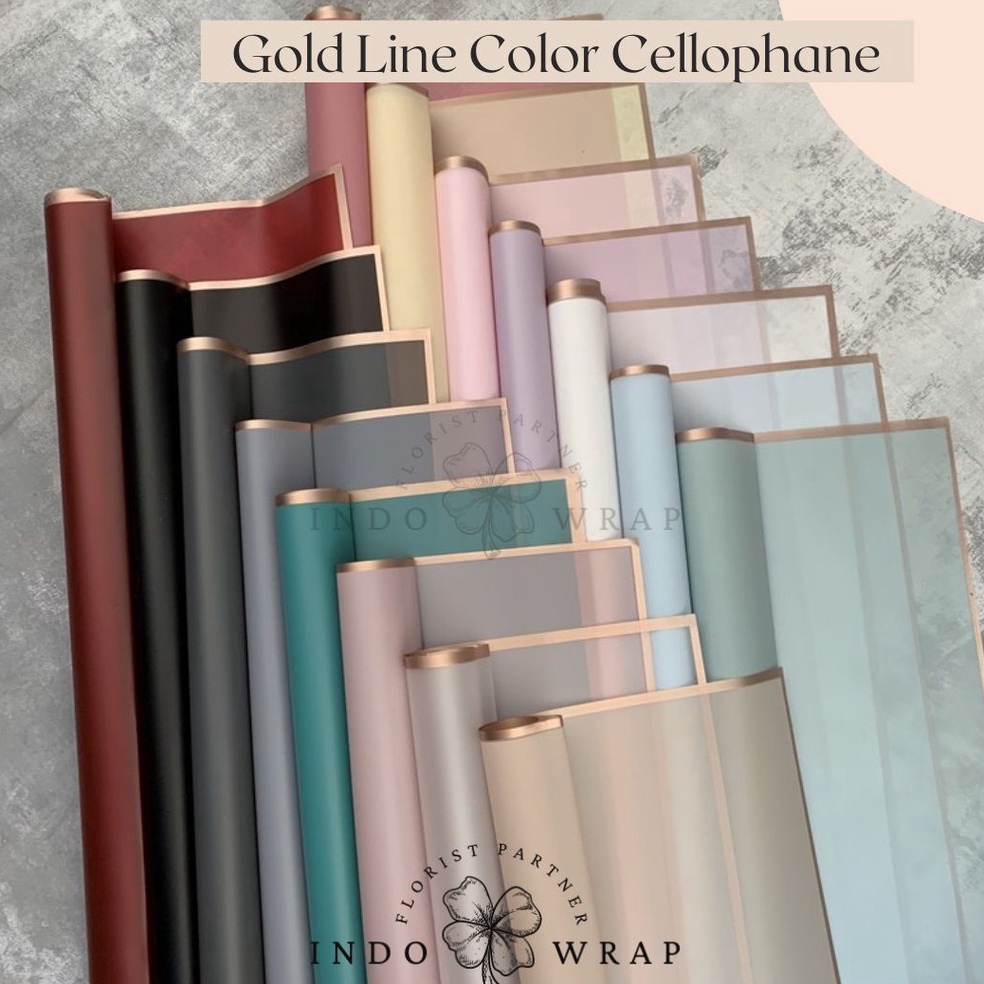 

Super Peminat 2 LEMBAR KERTAS FLOWER WRAPPING GOLD LINE COLOR TRANSPARENT CELLOPHANE KERTAS BUKET BUNGA HAND BOUQUET