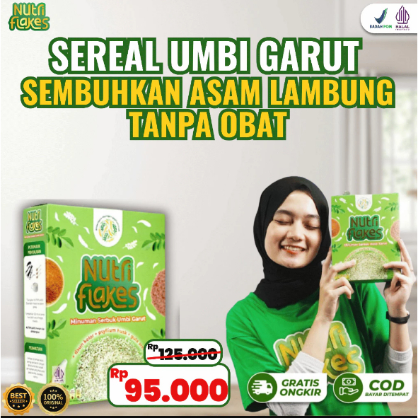

NUTRIFLAKES 100% ORIGINAL - SEREAL UMBI GARUT MENGATASI MASALAH ASAM LAMBUNG TANPA OBAT 280 GRAM
