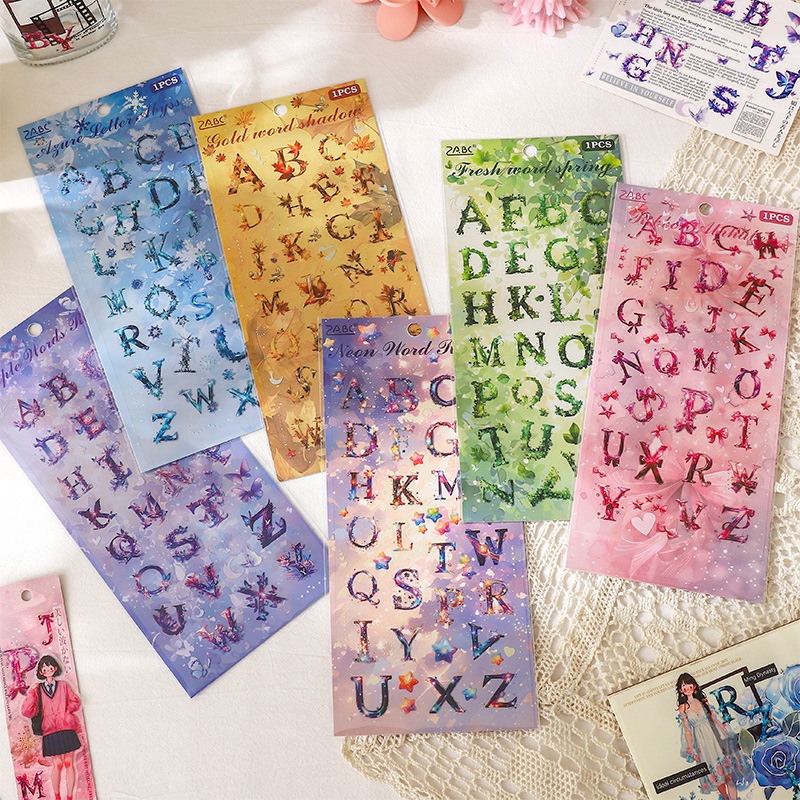 

STIKER PET STICKER HURUF ABJAD WARNA WARNI