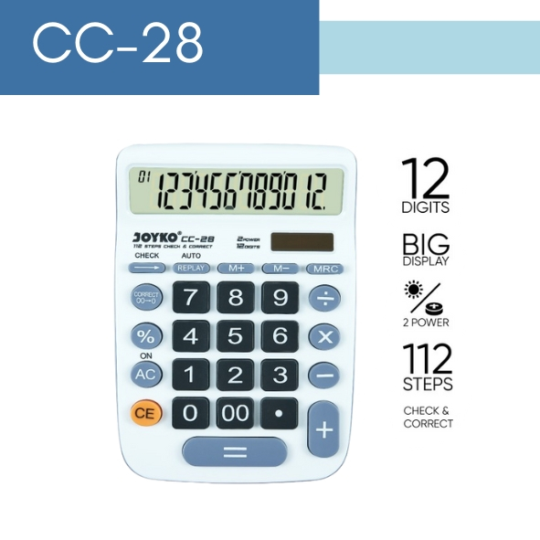 

(PCS) Kalkulator Joyko CC-28 / Calculator Kalkulator Joyko CC-28 12 Digits Check Correct