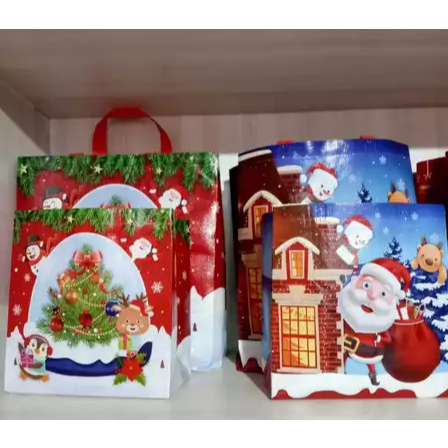 

TAS SPUNBOND GOODIE BAG LAMINASI BOX KARAKTER KLAUS NATAL / Tas Spunbond Natal Merry Chrismas / Tas Souvenir Ulang Tahun Anak