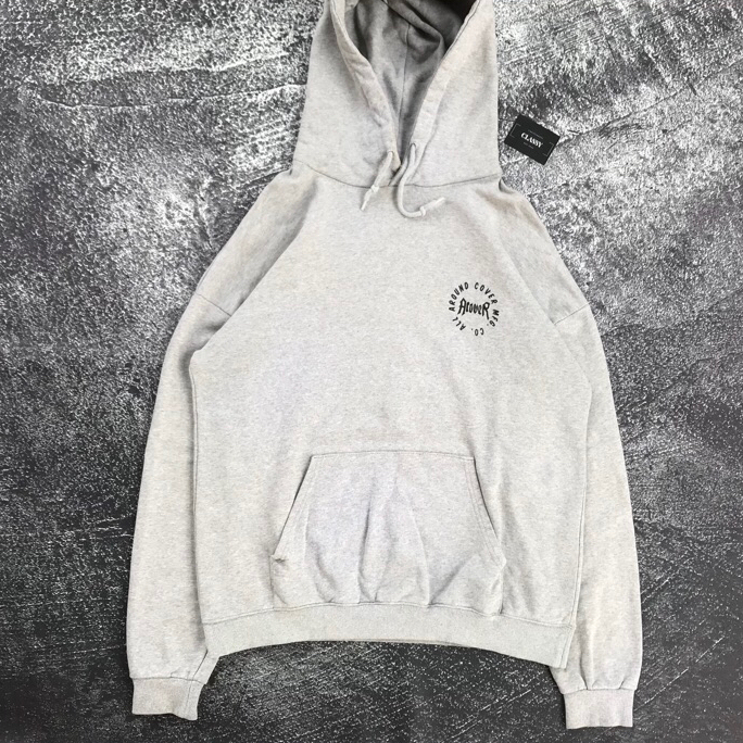 HOODIE ACOVER BACKPRINT BORDIR GREY