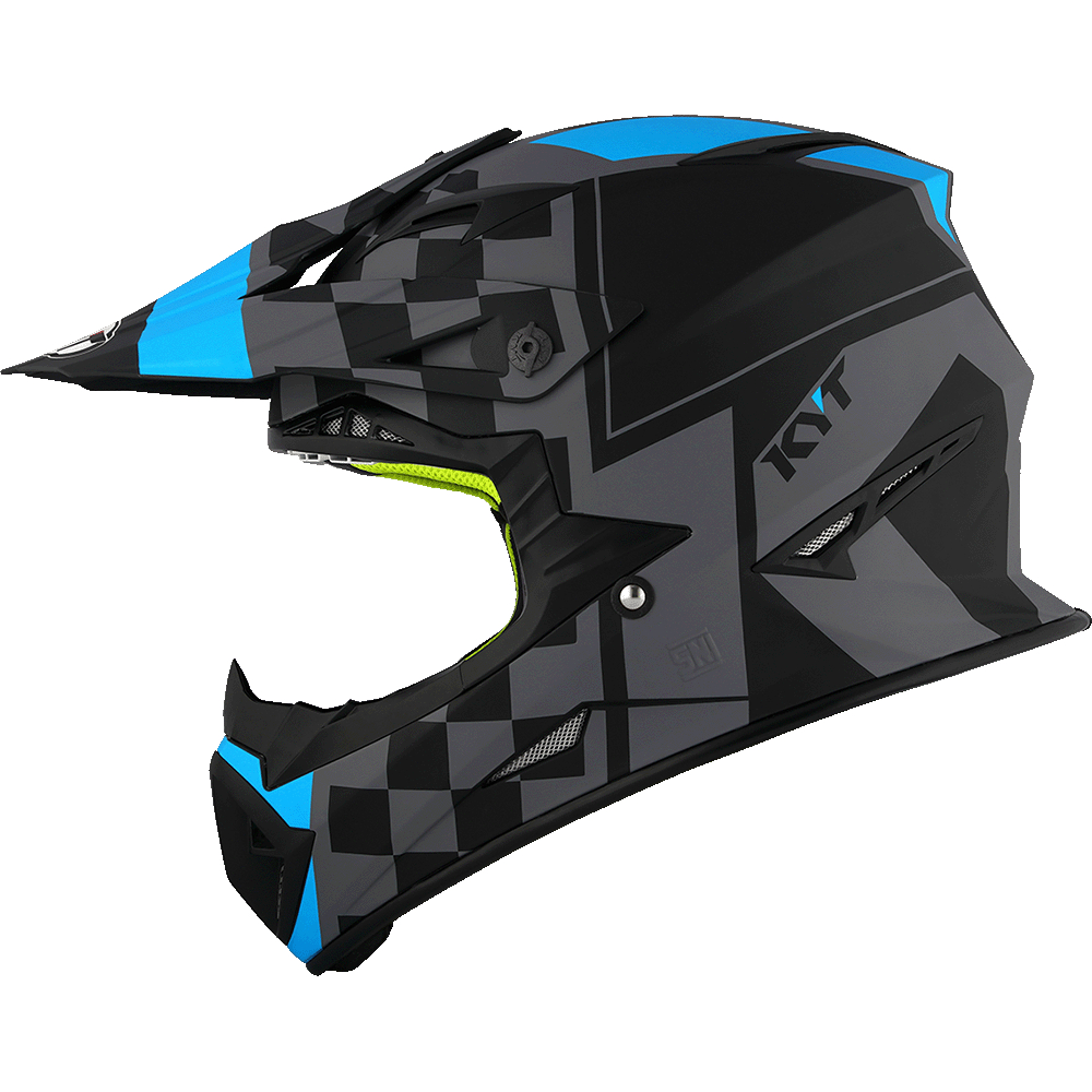 Original KYT Jumpshoot Grafis 4 Matt Black Blue Helm Cross Offroad Trabas Trail Teropong