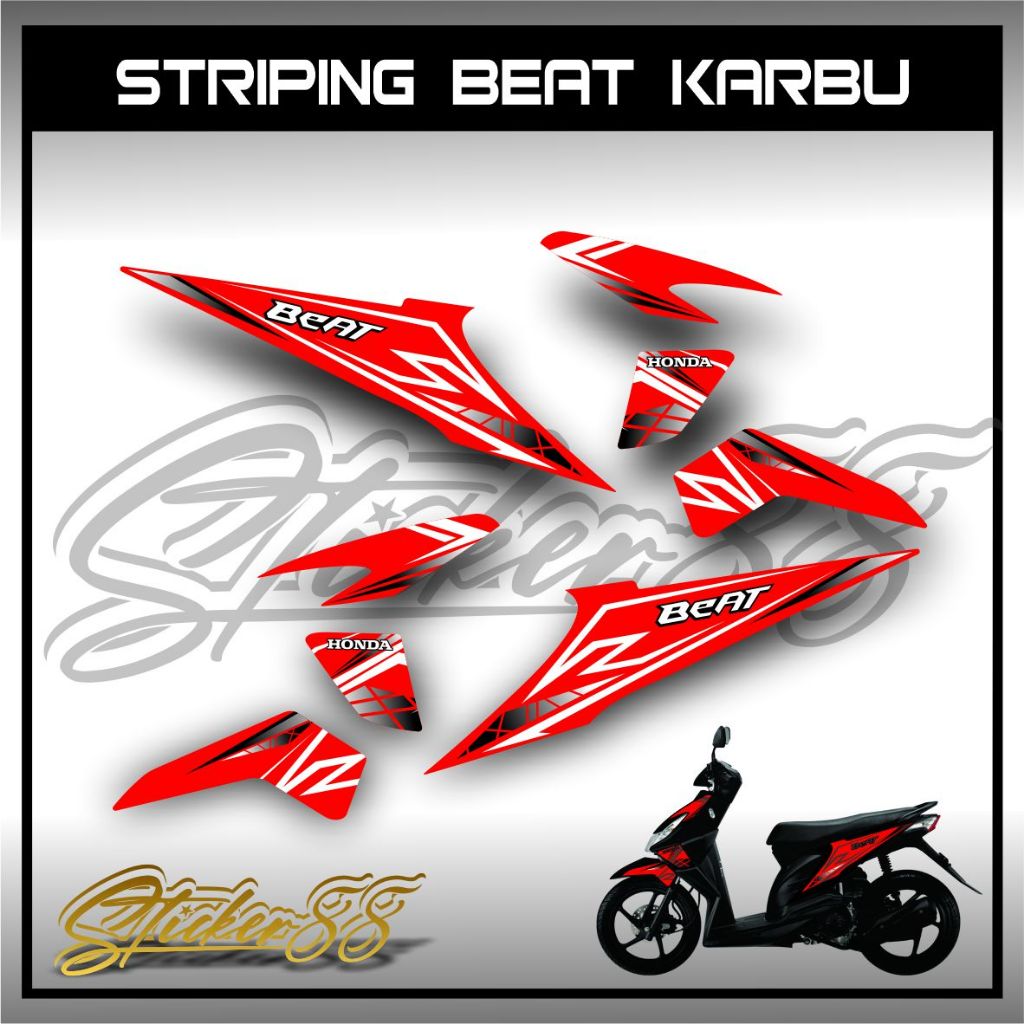 STRIPING VARIASI MOTOR HONDA BEAT KARBU SIMPLE / STICKER LIST VARIASI MOTOR BEAT KARBU