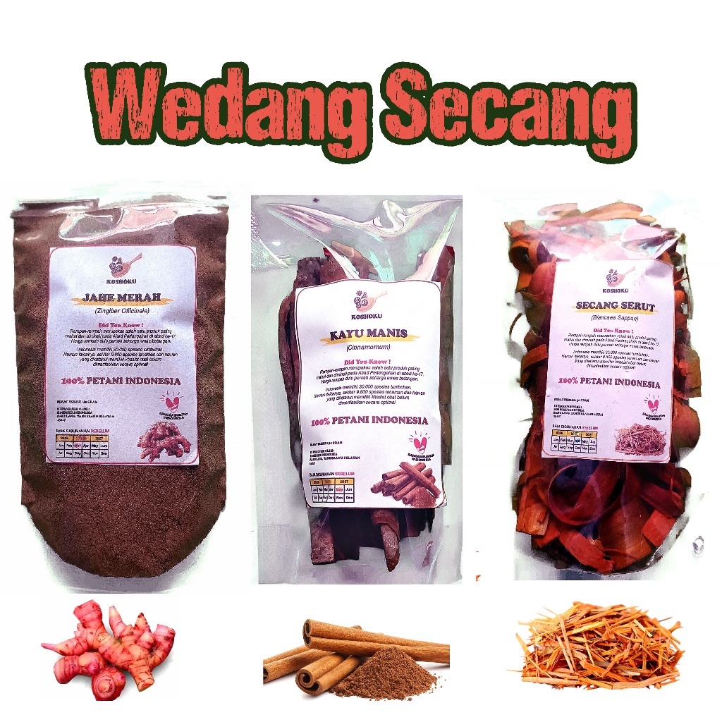 

Wedang Secang. Kayu Secang Serut, Jahe Merah Bubuk dan Kayu Manis Batang