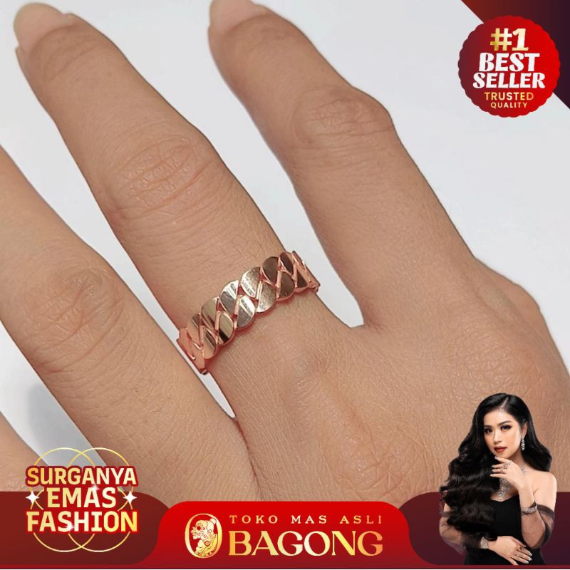 CINCIN FASHION SISIK NAGA CUBAN 17K/750 - ASLI BAGONG GOLD BAGONG EMAS