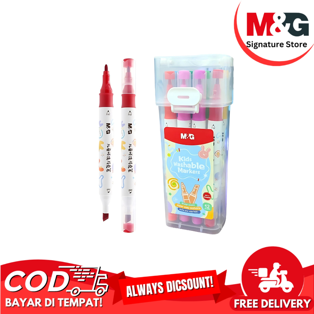 

Spidol Warna M&G Easy Washable Marker Pen 12 Colors Mudah dicuci #APMT3411