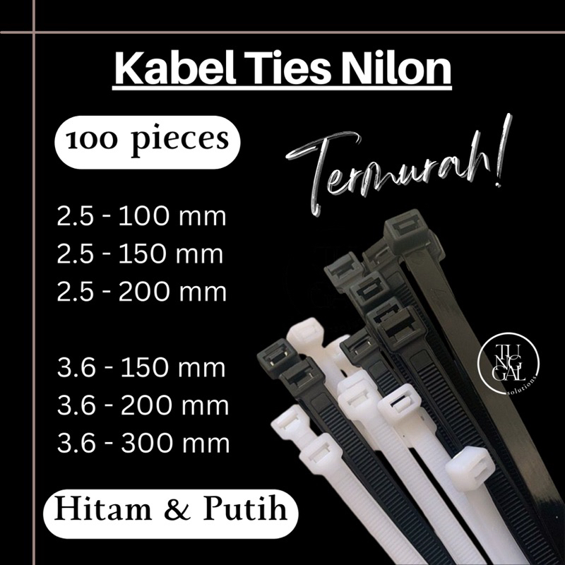 

KABEL TIES Termurah. Kualitas Terbaik. - Kabel ties 2.5 mm, 3.6 mm. Panjang 100 mm, 150 mm, 200 mm, 300 mm. Tali kresek, tali gofood, tali pengikat, kabel tis