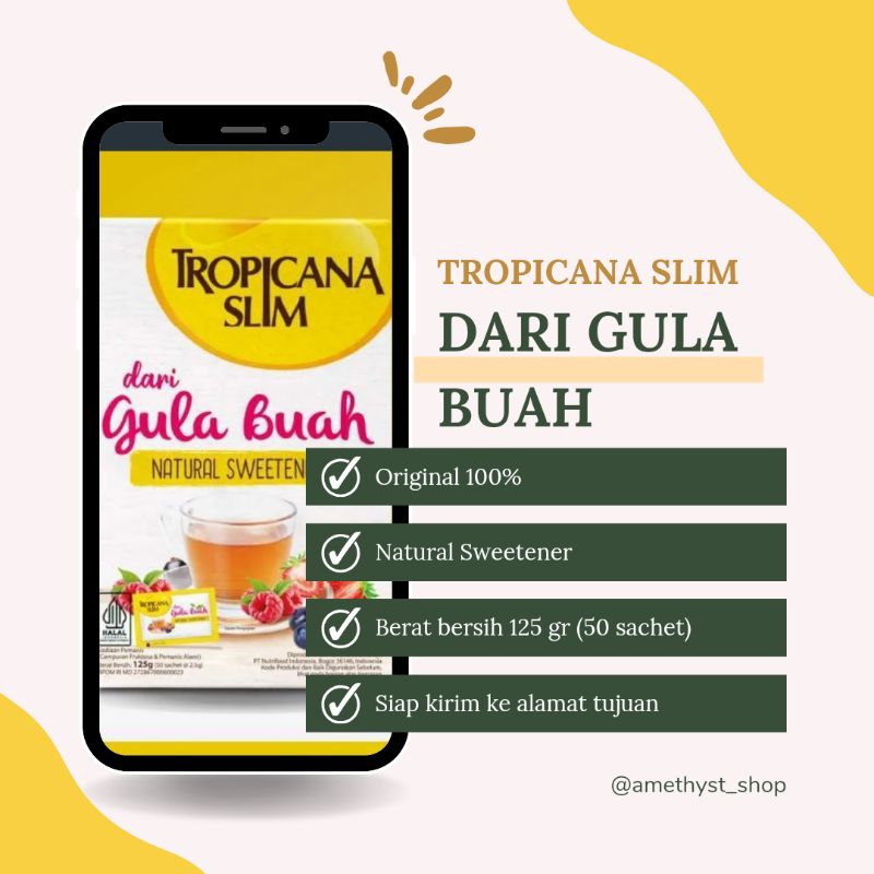 [NUTRIMART] Tropicana Slim Dari Gula Buah Natural Sweetener 50 sachet Exp Oktober 2025