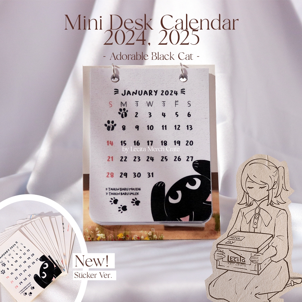 

Mini Calendar 2024, 2025 - Adorable Black Cat | Kalender Mini 2024, 2025 - Gambar Kucing Hitam Lucu (Kalender Meja dan Kalender Stiker)