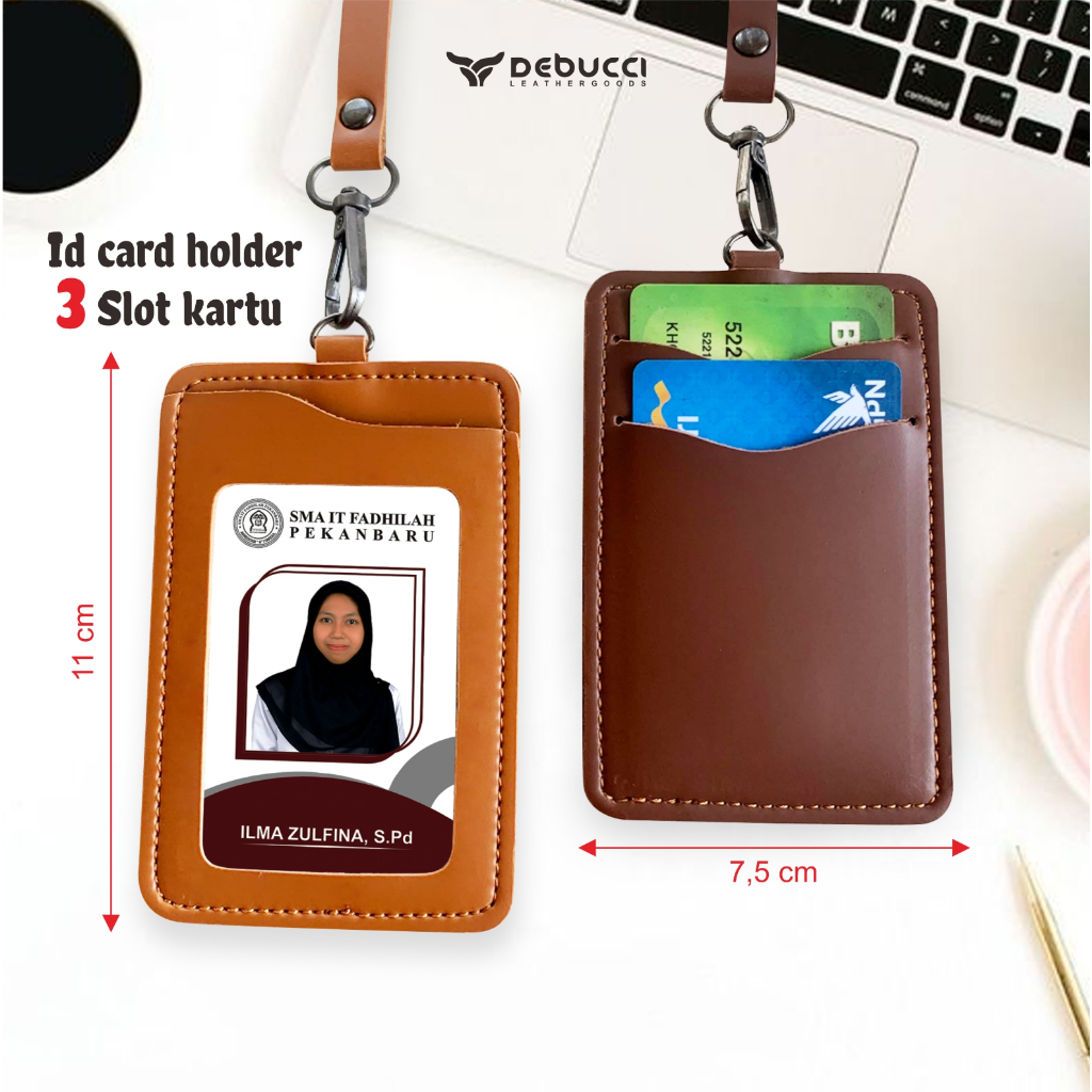 

Name Tag ID Card Kulit Holder Name Tag Lanyard Kulit 3 Slot Kartu ID Card Kulit Termurah