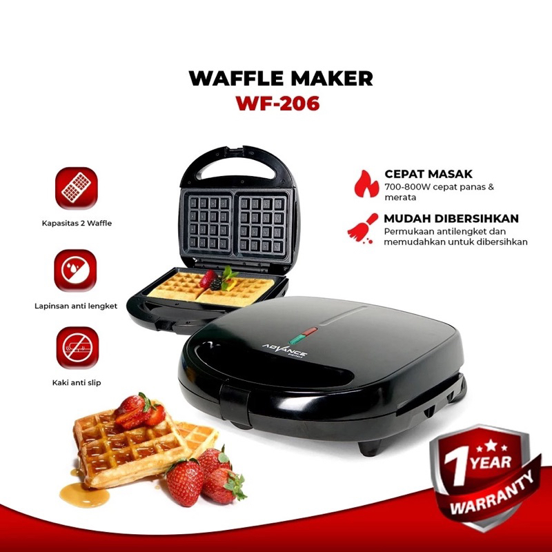 Waffle Maker Advance 2 Lapis Waffle Maker Pembuat Roti Cetakan Waffle Elektrik WF 206 Advance
