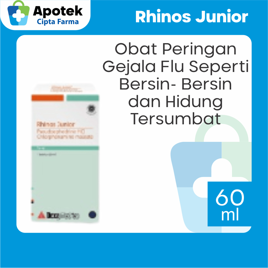 Rhinos Junior Sirup Rinos Sr Obat Flu Pilek Hidung Tersumbat Pseudoephedrine HCI