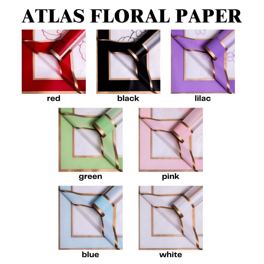 

[20 LEMBAR] Flower Wrapping Paper List Gold Motif Flower Transparant Cellophane Waterproof Kertas Buket Florist