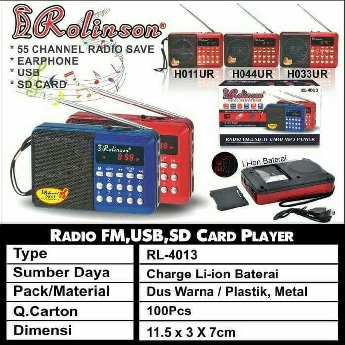 OK SINARCAHAYA2024 - Speaker Radio FM, USB, TF Card MP3 Player Rolinson RL-4013 / MS-4020BT MIBOX