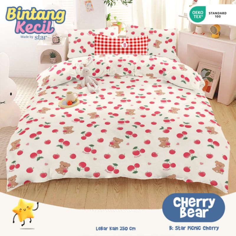 seprei+ selimut bedcover motif  | cherry bear | Kyoto dream | Ariana | Free karet Antigeser