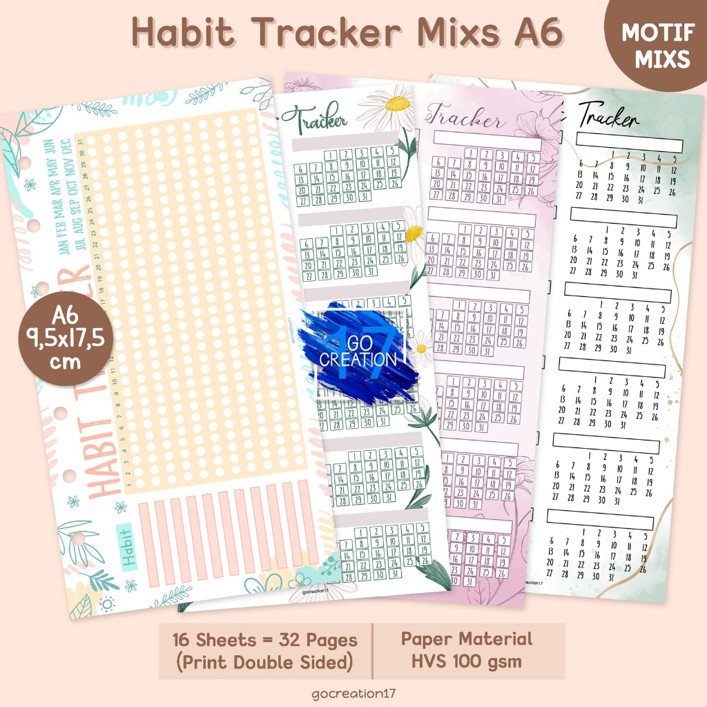

Buku Planner Refill Kertas Binder Habit Tracker Catatan Kebiasaan Motif Premium A6