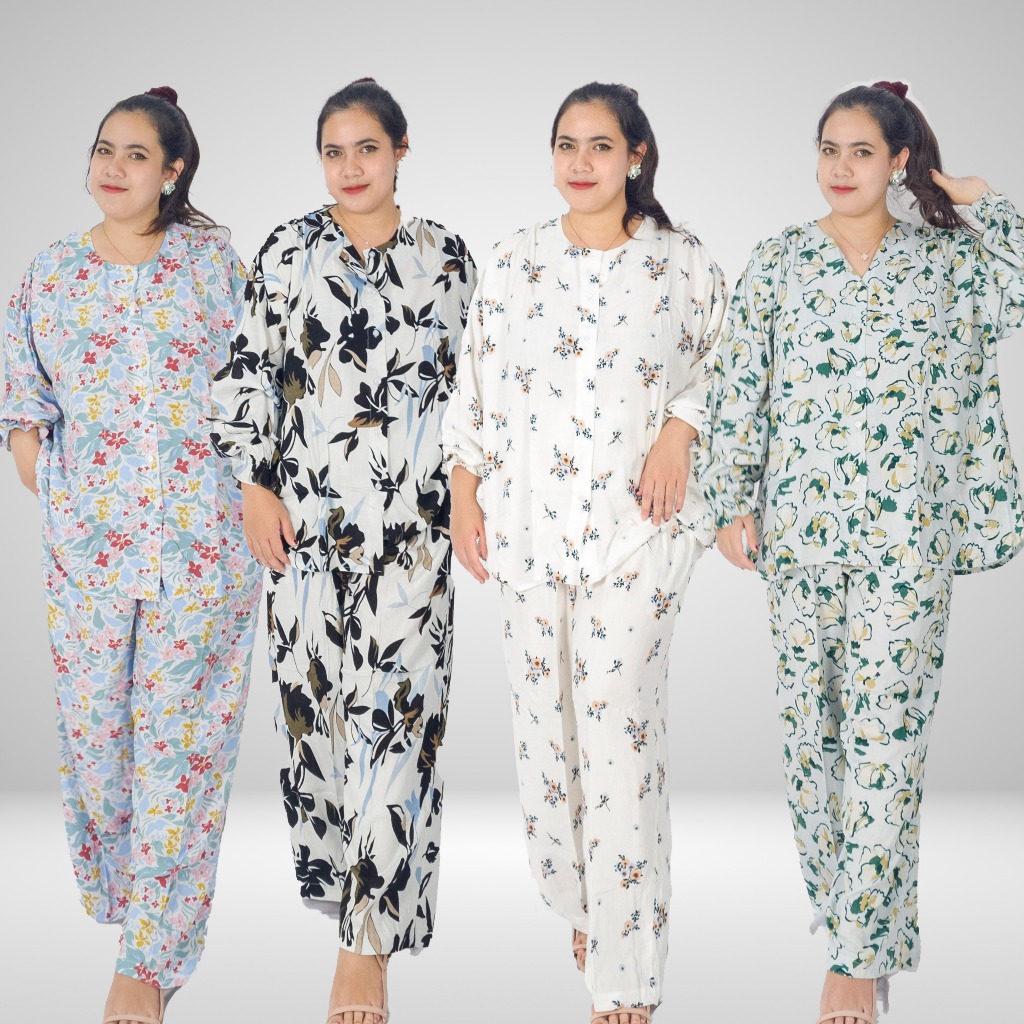 AliciaStyle.co - Elle Set - Modern Set Celana Panjang Premium Rayon - Baju Tidur Piyama Pajama Wanit