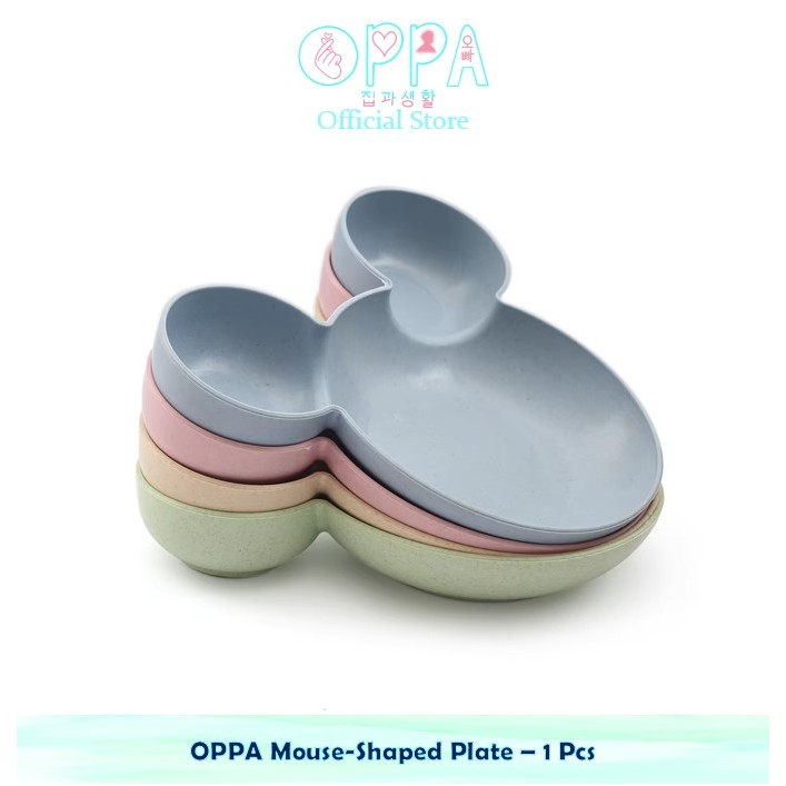 OPPA Mouse-Shaped Plate – 1 Pcs Mangkok Makan Anak Karakter Mouse Tempat Makan Bahan Jerami