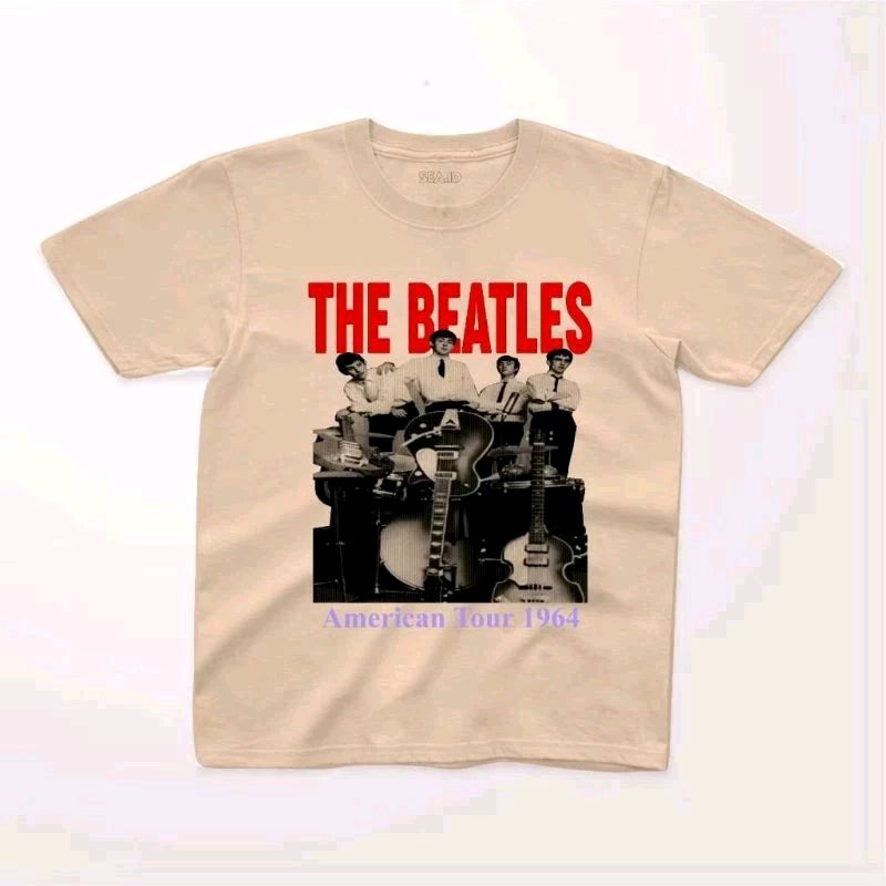 FLOWTY_STORE Kaos anak laki-laki dan perempuan THE BEATLES AMERICAN TOUR Cream anak-anak unisex cott