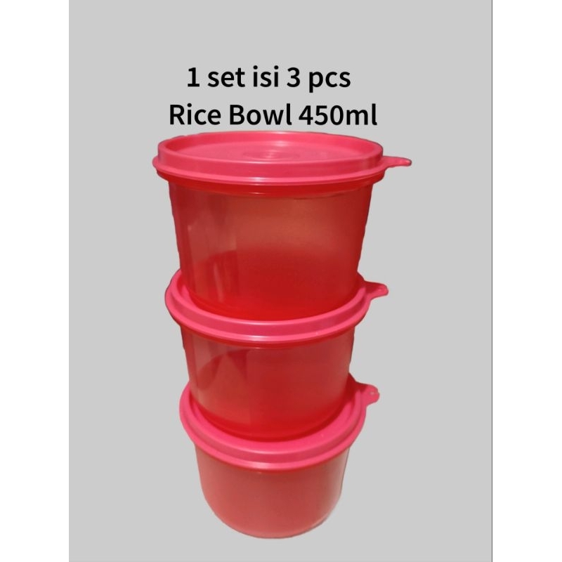 Promo Cuci Gudang Dapat 3 pcs Tupperware Rice Bowl 450ml Lunch Box / Snack Cup | Tupperware ORI New