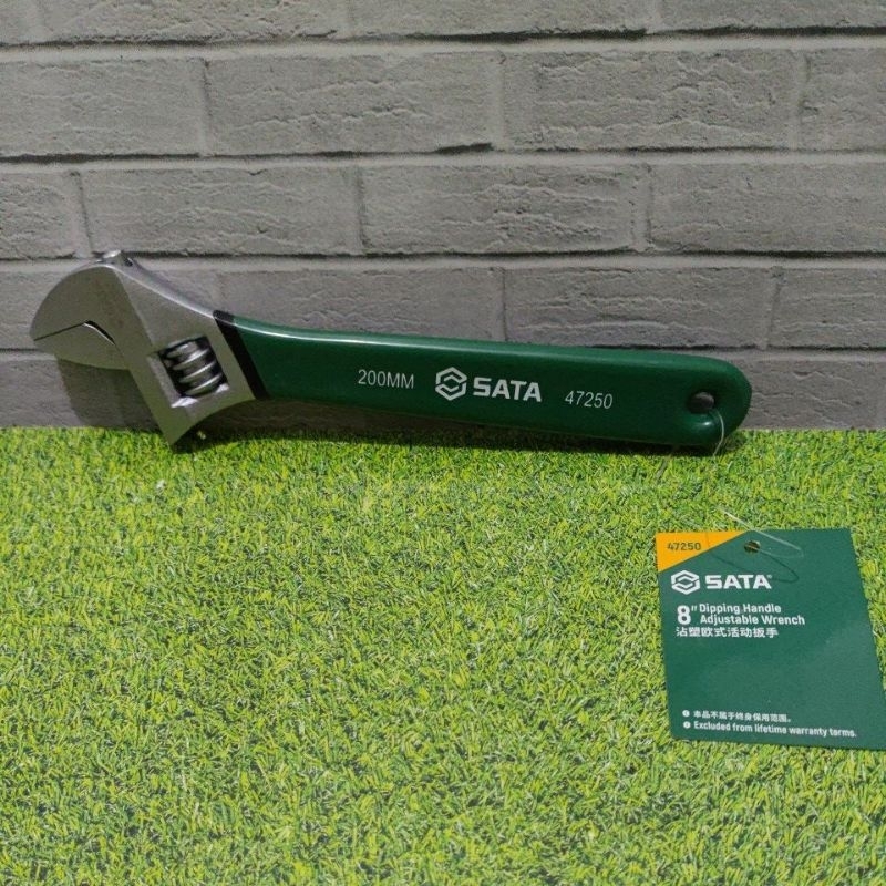 SATA 47250 Kunci Inggris Handle Karet 200 mm 8 Inch Dipping Handle European Style Adjustable Wrench