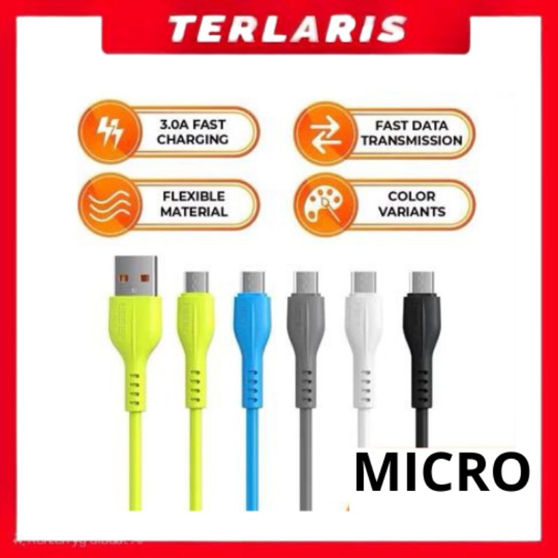 1 TOPLES KABEL DATA VEGER V-107 MICRO USB QC 3.0 FAST CHARGING