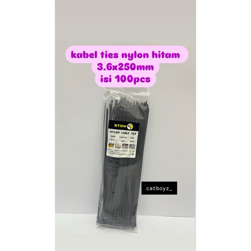 

kabel ties nylon hitam 3.6x250mm isi 100pcs