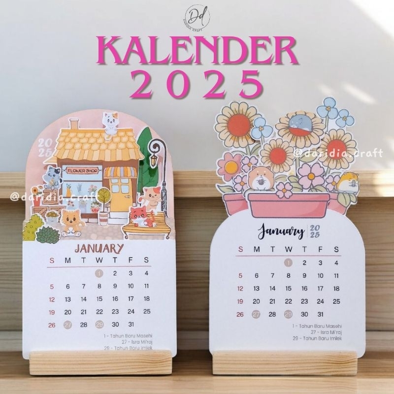 2025 Kalender Meja Mini Aesthetic / Aesthetic Desk Calendar - Cute Animal Edition