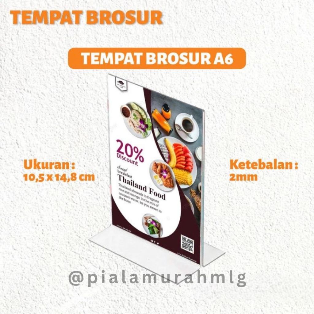 

Tempat Brosur A6 Akrilik Tempat Brosur Akrilik / Tent Card Holder Qris Barcode / Nomor Menu Meja Portrait T - Ukuran A6 2mm