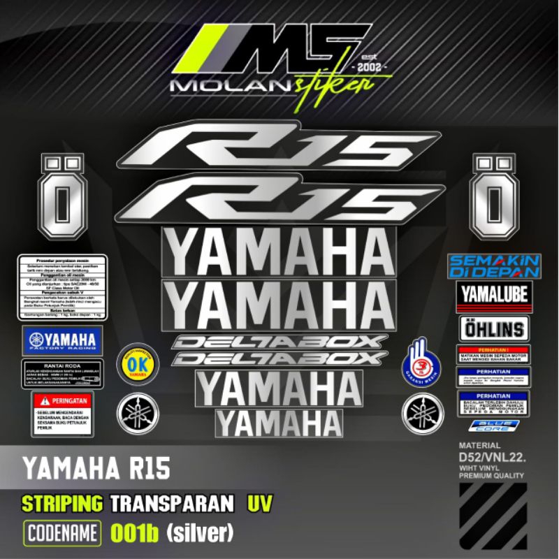 Sticker Striping Variasi Transparan Uv Yzf R15 V3 R15M All New Yamaha R15 V4 R15 V2 R15 Old Stiker S