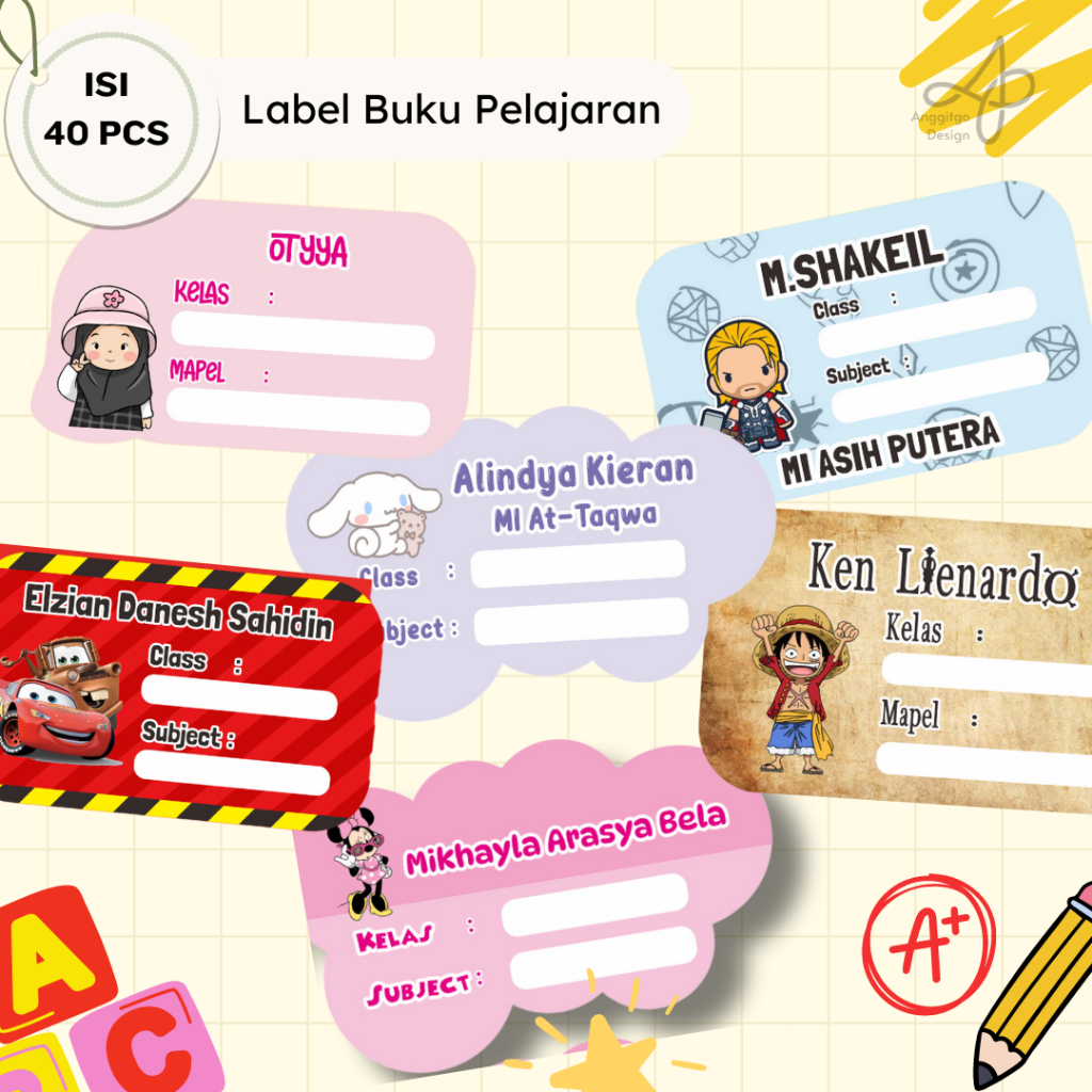 

Stiker Label Buku Pelajaran CUSTOM NAMA DAN SEKOLAH Bahan HVS Mudah ditulis Sticker Label Buku Pelajaran
