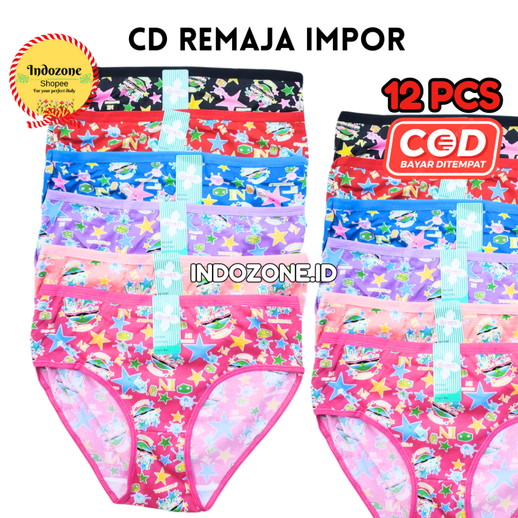12 Pcs Celana Dalam Wanita Remaja Import