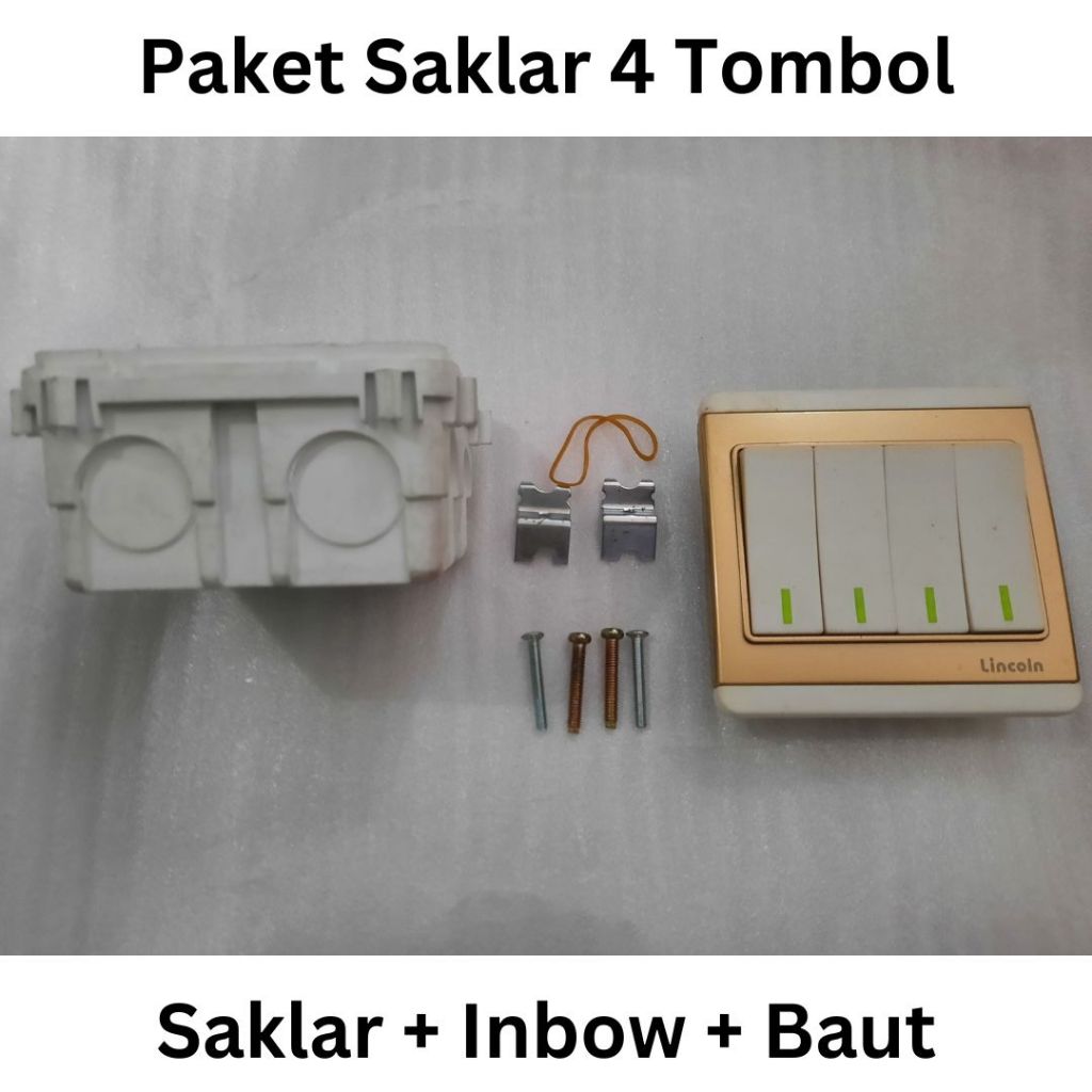 Lincoln Electric Saklar Lampu 4 Tombol Elegant + inbow + Baut (1 paket)